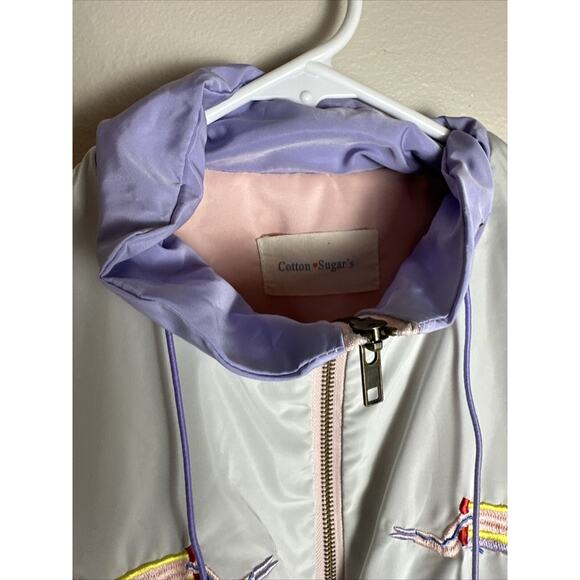 Cotton Sugar DoDo Clinique PASTEL COLOR PINK PURPLE WINDRUNNER JACKET 80s Style - Picture 7 of 16